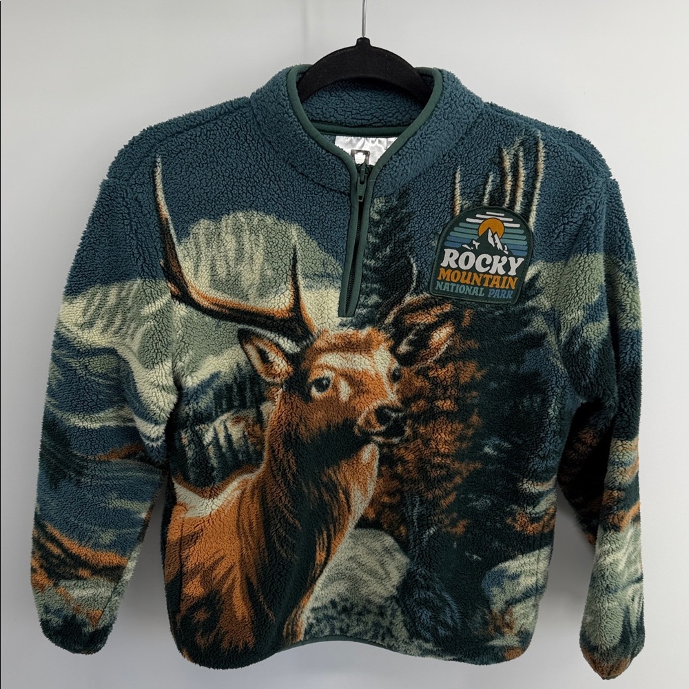 National Park Foundation Rocky Mountain National Park deer print fleece 1/4 zip